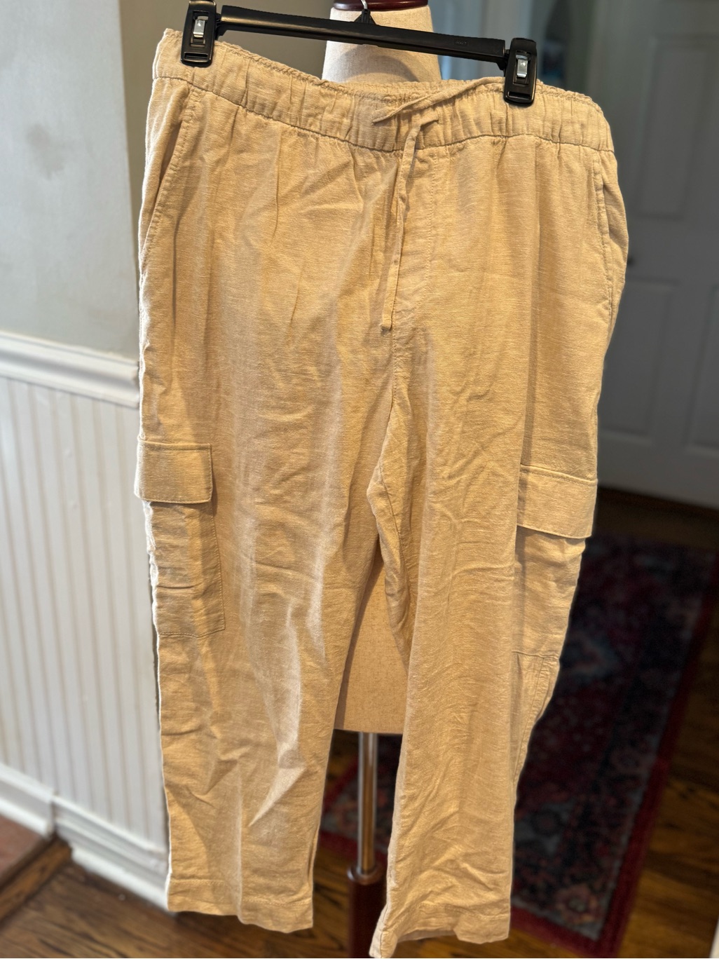 Gap Women’s Drawstring Cargo Pants - Linen Blend Never Worn